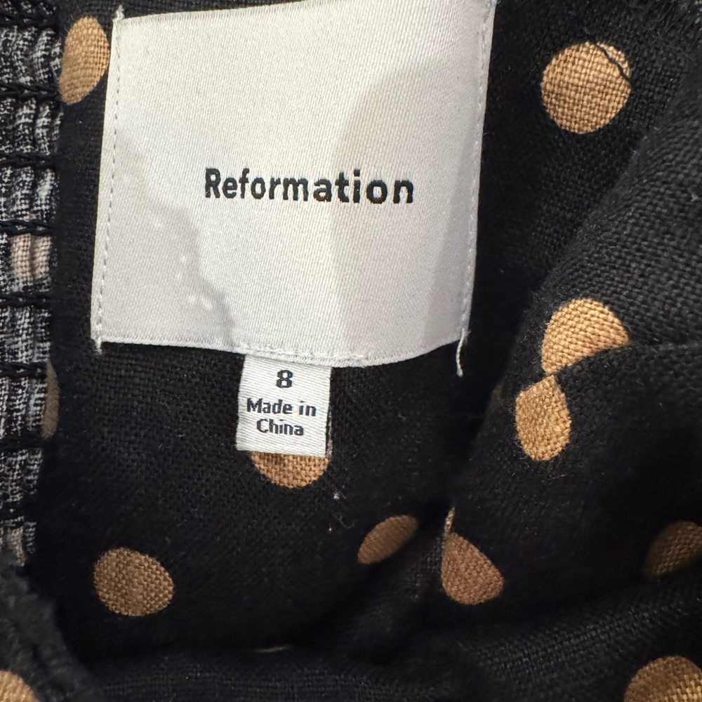 Reformation Black Midi Dress with Tan Polka Dots - Picture 5 of 5